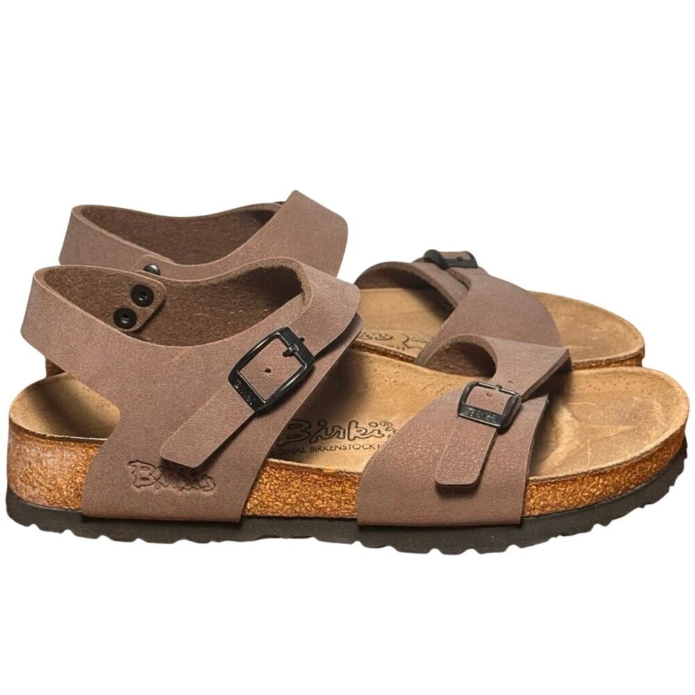 Birkis by Birkenstock Rio Sandals Kids Size 4 Women 5 Mocha Brown with Box Read